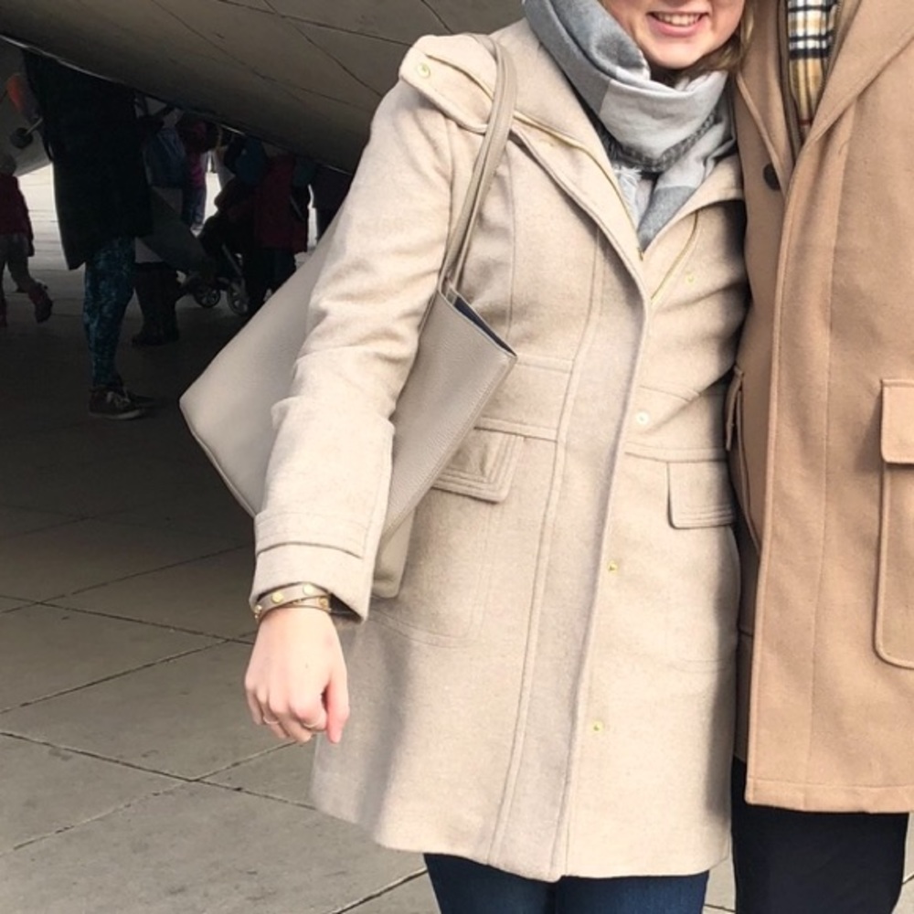 Cole Haan Beige Wool Pea Coat